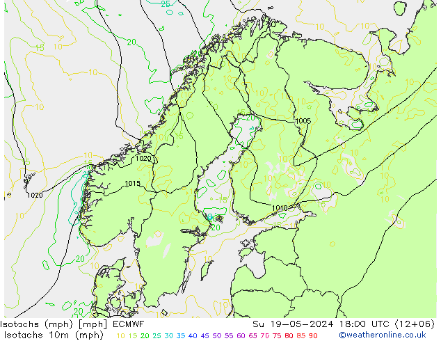Isotachs (mph) ECMWF dim 19.05.2024 18 UTC