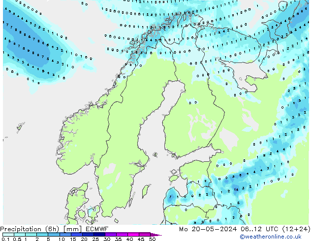 Z500/Rain (+SLP)/Z850 ECMWF lun 20.05.2024 12 UTC