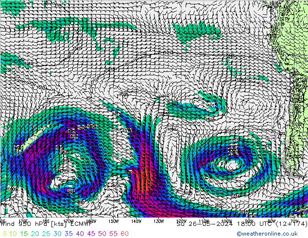 Wind 950 hPa ECMWF Su 26.05.2024 18 UTC