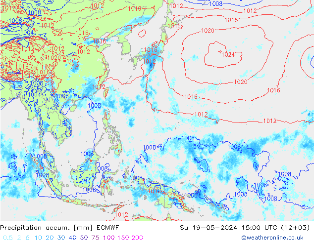 Precipitation accum. ECMWF Dom 19.05.2024 15 UTC