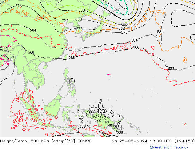 Z500/Rain (+SLP)/Z850 ECMWF so. 25.05.2024 18 UTC