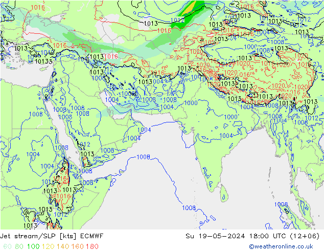 高速氣流/地面气压 ECMWF 星期日 19.05.2024 18 UTC