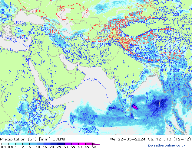 Nied. akkumuliert (6Std) ECMWF Mi 22.05.2024 12 UTC