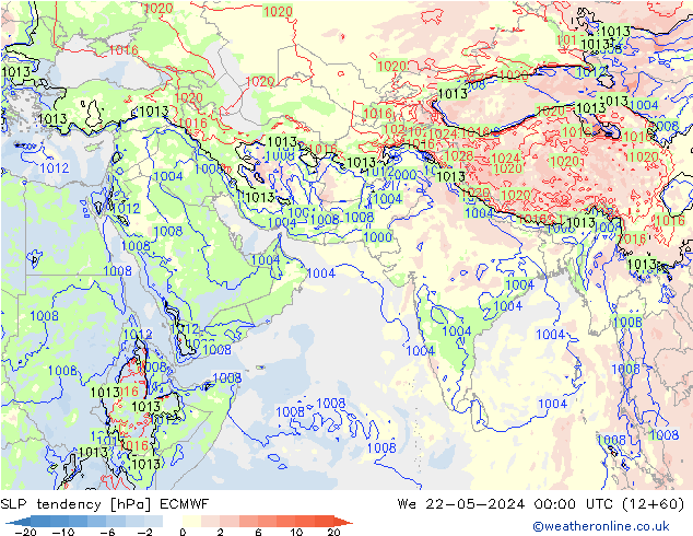 Tendenza di Pressione ECMWF mer 22.05.2024 00 UTC