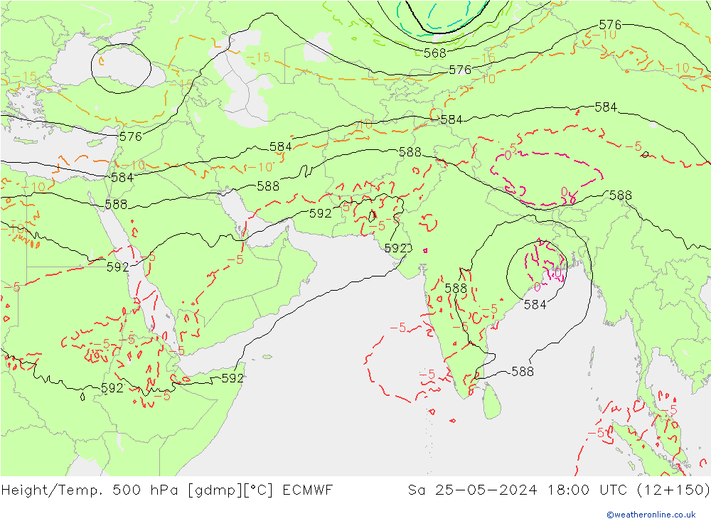 Height/Temp. 500 hPa ECMWF So 25.05.2024 18 UTC