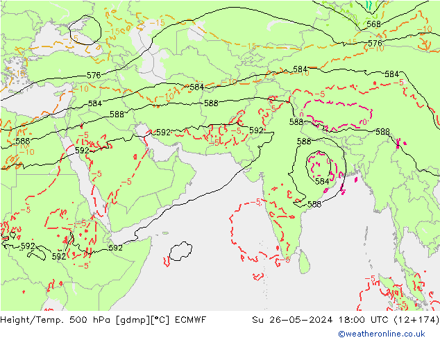 Z500/Rain (+SLP)/Z850 ECMWF Вс 26.05.2024 18 UTC