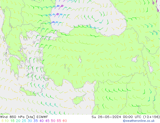 Wind 850 hPa ECMWF Su 26.05.2024 00 UTC