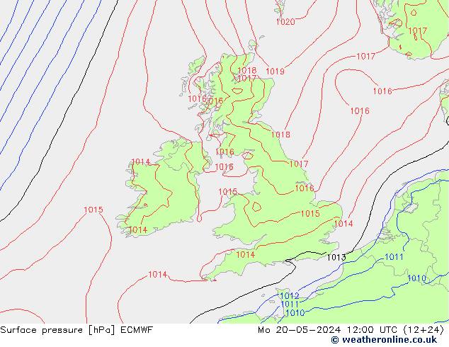 Luchtdruk (Grond) ECMWF ma 20.05.2024 12 UTC