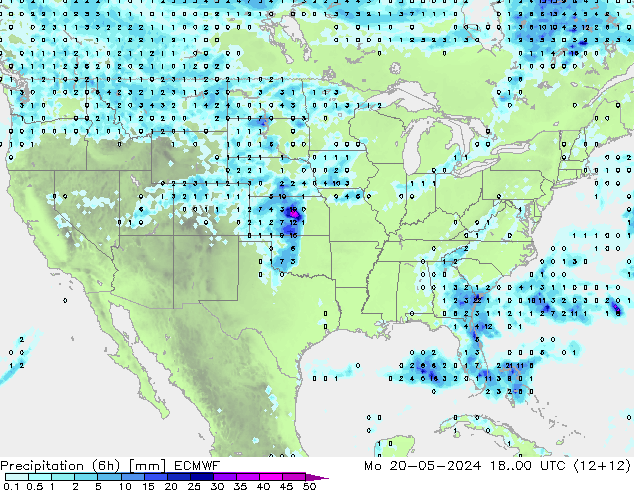Yağış (6h) ECMWF Pzt 20.05.2024 00 UTC