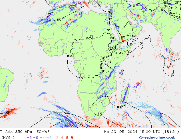 T-Adv. 850 hPa ECMWF ma 20.05.2024 15 UTC