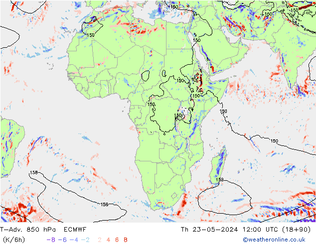 T-Adv. 850 hPa ECMWF Th 23.05.2024 12 UTC