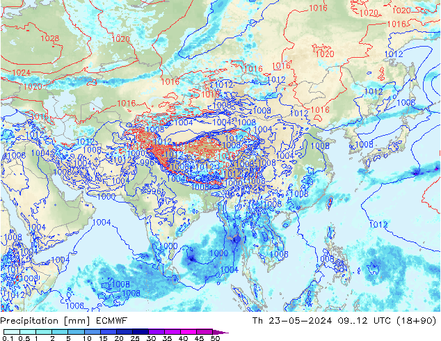Neerslag ECMWF do 23.05.2024 12 UTC