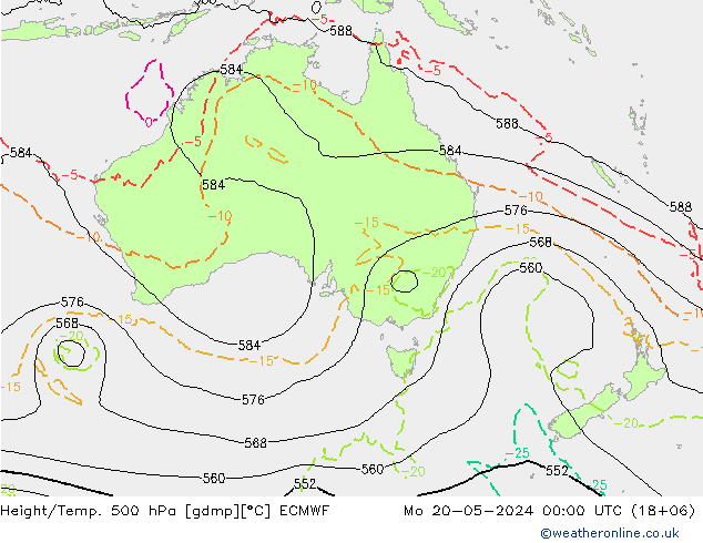 Z500/Rain (+SLP)/Z850 ECMWF Po 20.05.2024 00 UTC