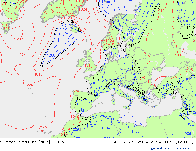 地面气压 ECMWF 星期日 19.05.2024 21 UTC