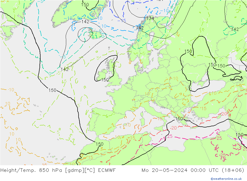 Z500/Rain (+SLP)/Z850 ECMWF 星期一 20.05.2024 00 UTC