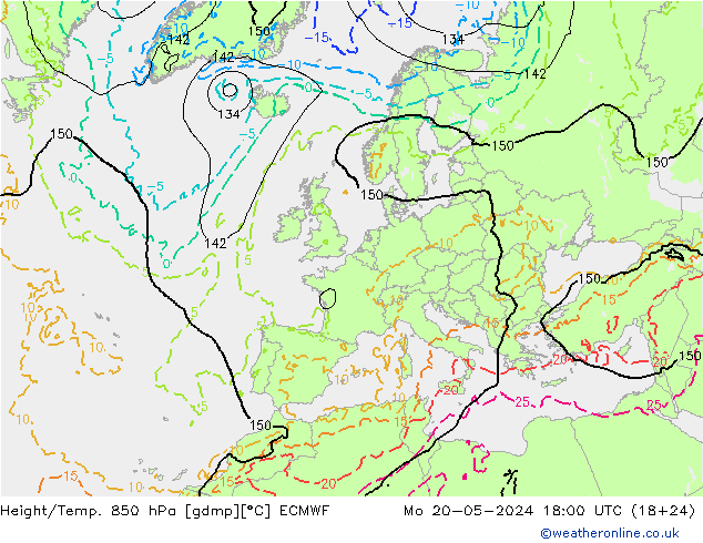 Z500/Rain (+SLP)/Z850 ECMWF 星期一 20.05.2024 18 UTC