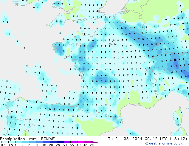 Niederschlag ECMWF Di 21.05.2024 12 UTC