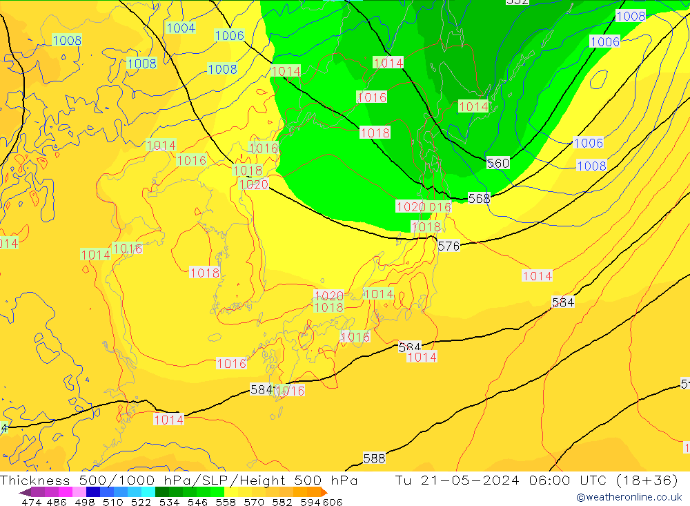 Dikte 500-1000hPa ECMWF di 21.05.2024 06 UTC