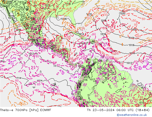 Theta-e 700hPa ECMWF do 23.05.2024 06 UTC