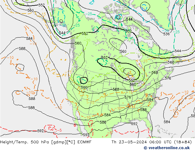 Z500/Yağmur (+YB)/Z850 ECMWF Per 23.05.2024 06 UTC