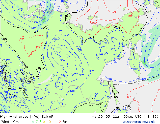 High wind areas ECMWF  20.05.2024 09 UTC