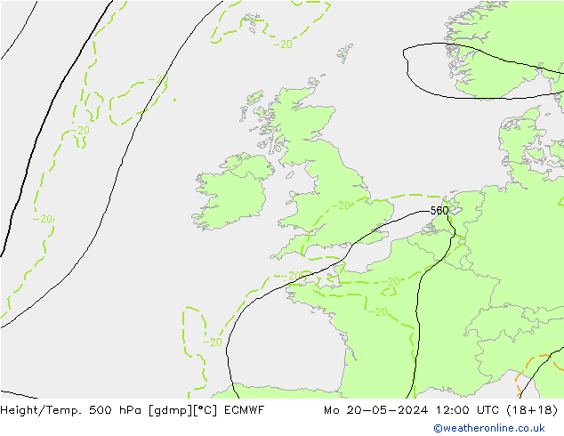 Z500/Rain (+SLP)/Z850 ECMWF lun 20.05.2024 12 UTC