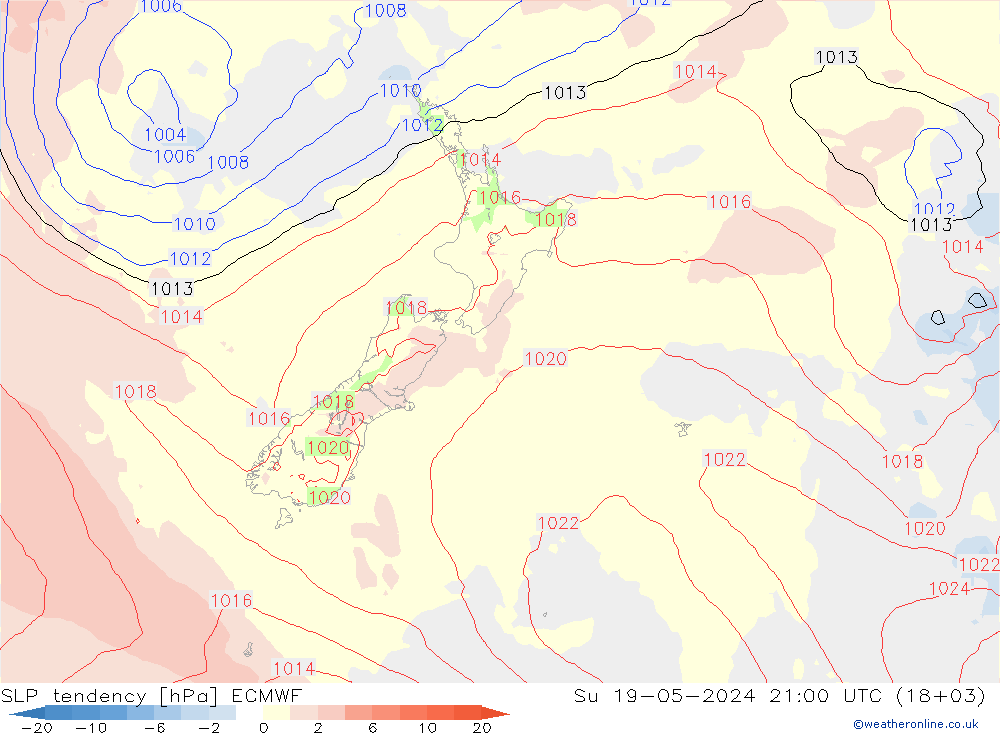 тенденция давления ECMWF Вс 19.05.2024 21 UTC