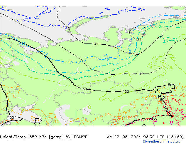 Yükseklik/Sıc. 850 hPa ECMWF Çar 22.05.2024 06 UTC