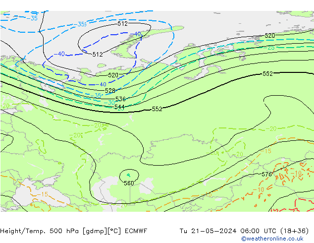 Z500/Rain (+SLP)/Z850 ECMWF  21.05.2024 06 UTC