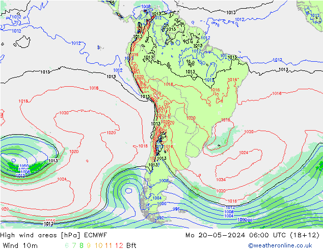 High wind areas ECMWF Seg 20.05.2024 06 UTC