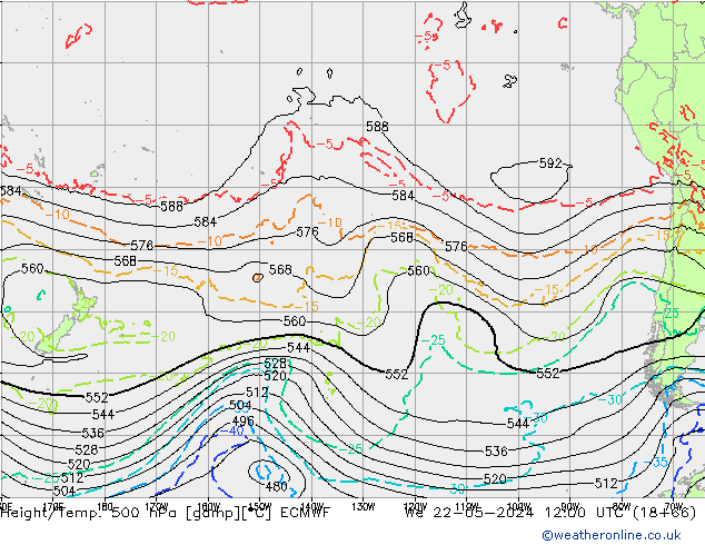 Yükseklik/Sıc. 500 hPa ECMWF Çar 22.05.2024 12 UTC