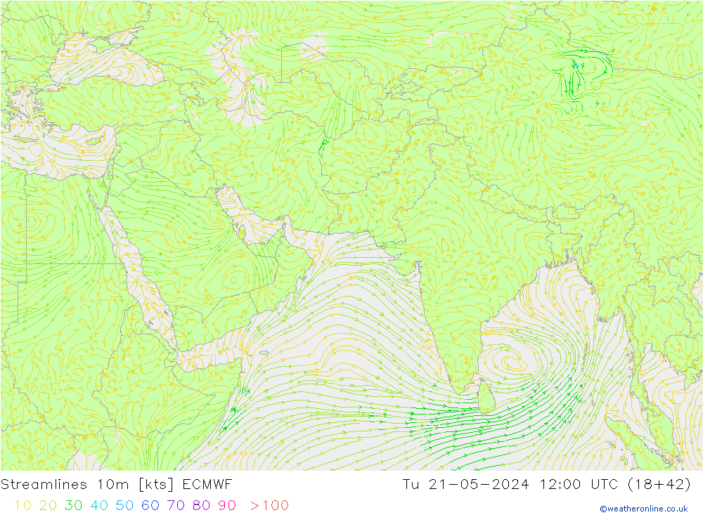 Stroomlijn 10m ECMWF di 21.05.2024 12 UTC