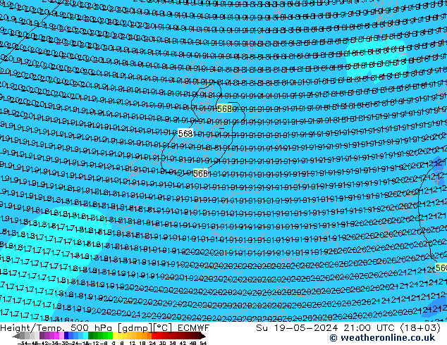 Géop./Temp. 500 hPa ECMWF dim 19.05.2024 21 UTC