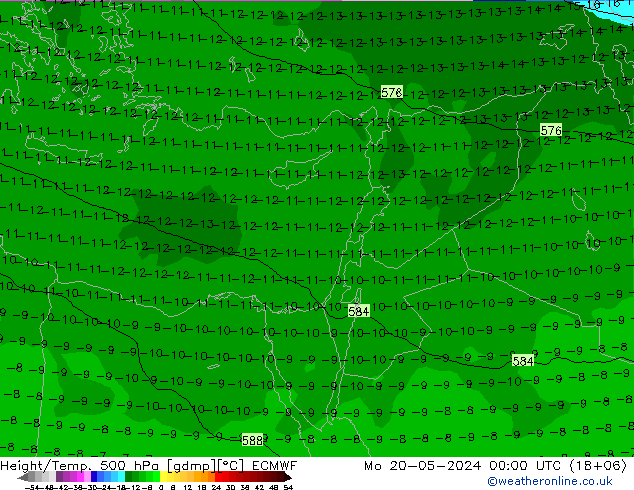 Z500/Rain (+SLP)/Z850 ECMWF  20.05.2024 00 UTC