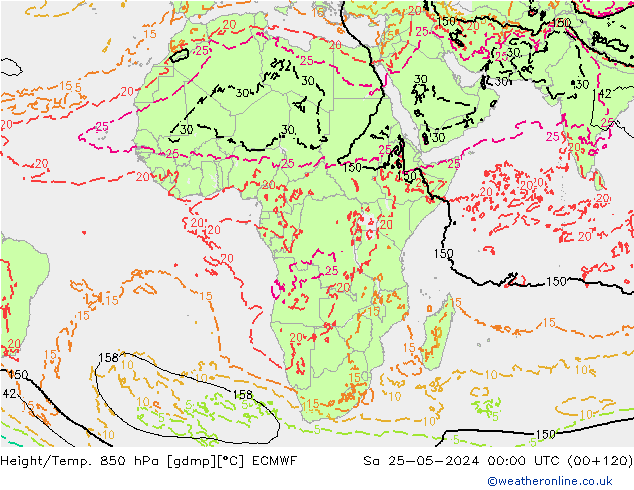 Height/Temp. 850 hPa ECMWF  25.05.2024 00 UTC