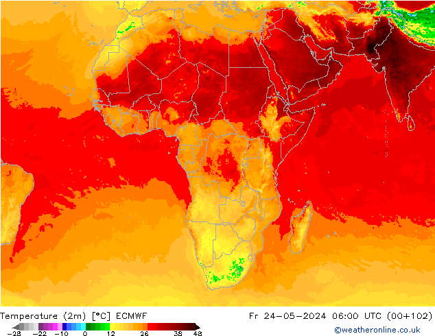 Temperature (2m) ECMWF Pá 24.05.2024 06 UTC
