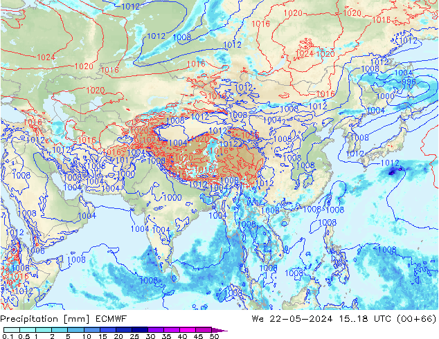 Precipitación ECMWF mié 22.05.2024 18 UTC
