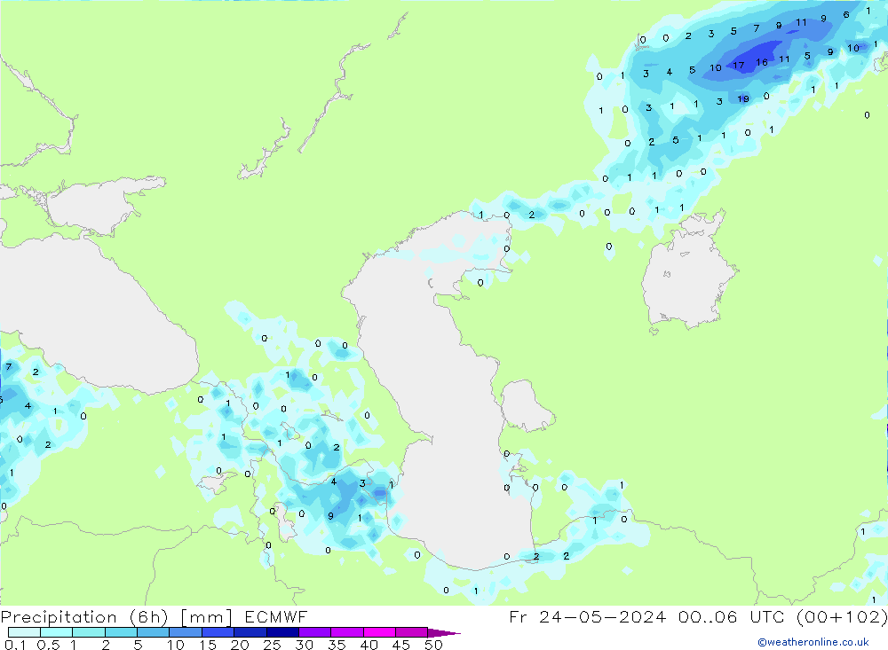 Yağış (6h) ECMWF Cu 24.05.2024 06 UTC