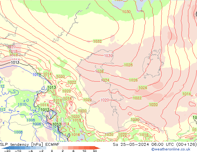 Tendenza di Pressione ECMWF sab 25.05.2024 06 UTC