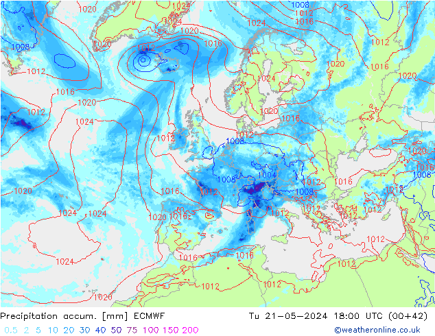 Toplam Yağış ECMWF Sa 21.05.2024 18 UTC