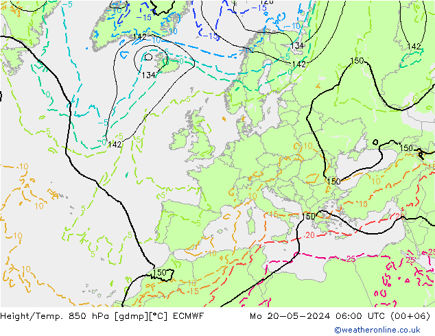 Height/Temp. 850 hPa ECMWF 星期一 20.05.2024 06 UTC
