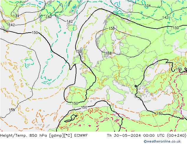 Height/Temp. 850 hPa ECMWF Th 30.05.2024 00 UTC