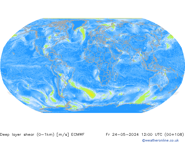 Deep layer shear (0-1km) ECMWF pt. 24.05.2024 12 UTC
