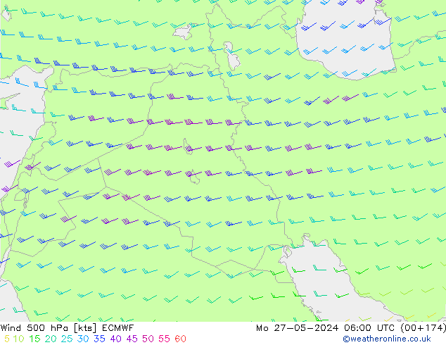Wind 500 hPa ECMWF Mo 27.05.2024 06 UTC