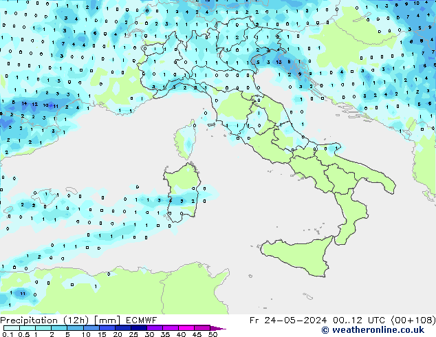 Precipitação (12h) ECMWF Sex 24.05.2024 12 UTC