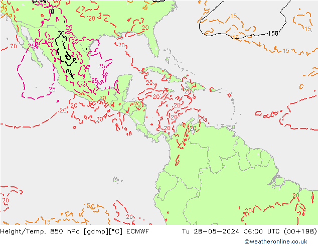 Height/Temp. 850 hPa ECMWF Tu 28.05.2024 06 UTC