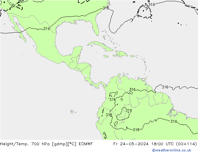 Height/Temp. 700 hPa ECMWF  24.05.2024 18 UTC