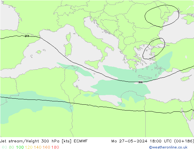 Corriente en chorro ECMWF lun 27.05.2024 18 UTC