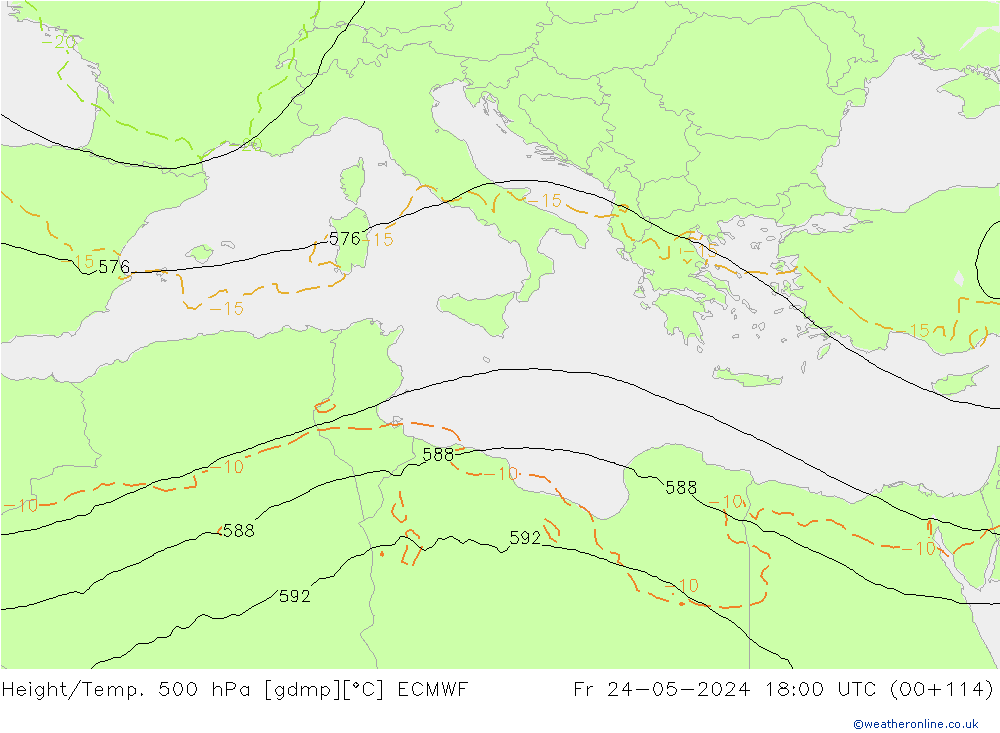 Z500/Yağmur (+YB)/Z850 ECMWF Cu 24.05.2024 18 UTC