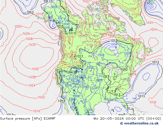 地面气压 ECMWF 星期一 20.05.2024 00 UTC